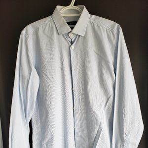 Hugo Boss Slim Fit 39 x 15.5 Blue & White Stripe Button Down